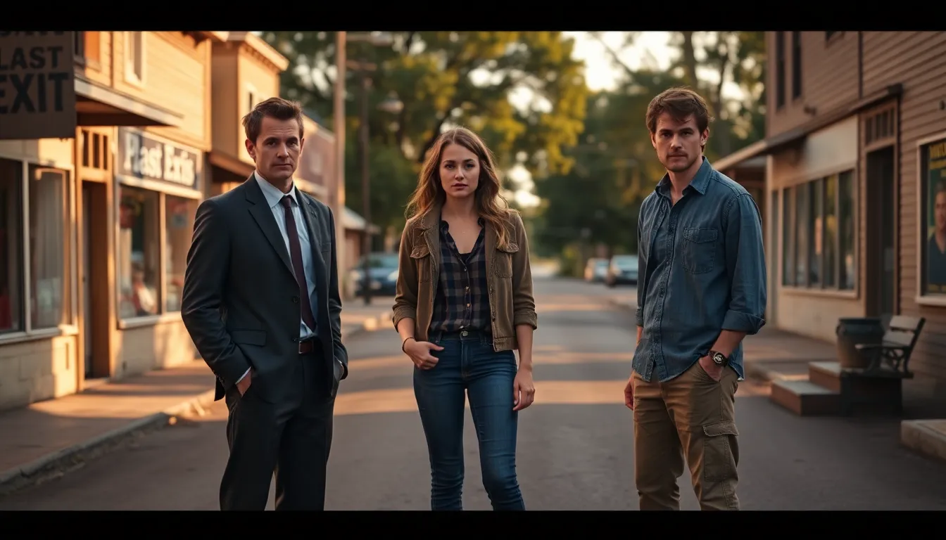 three friends confronting their past in a small town.
