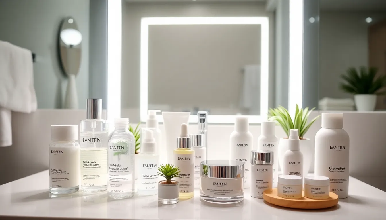 skincare products for oily skin on a modern countertop.