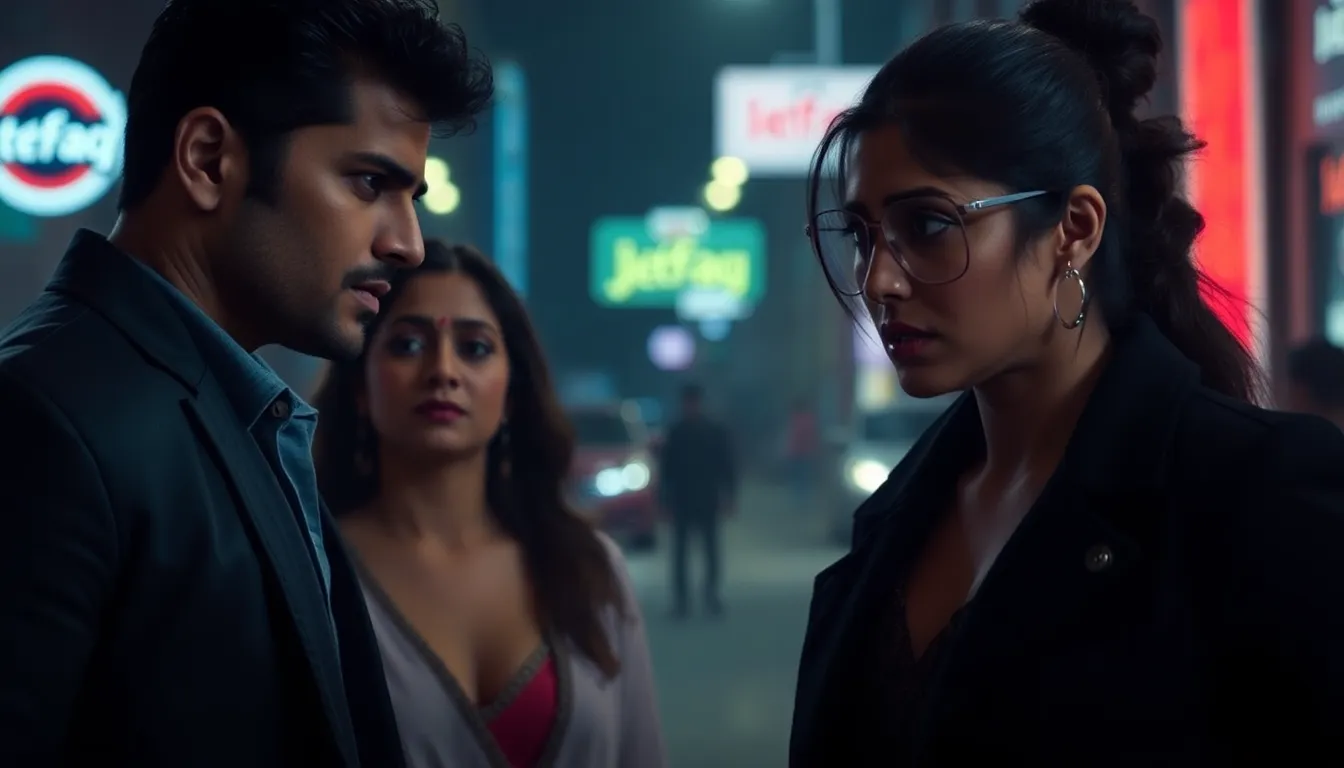 intense scene from the thriller film Ittefaq with two characters in a dramatic setting.
